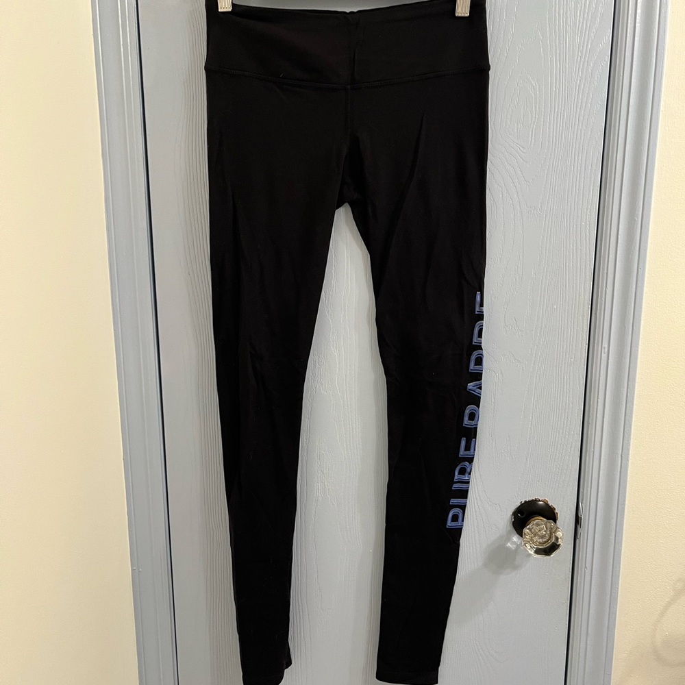 Pure Barre Black Leggings with Blue Detail
